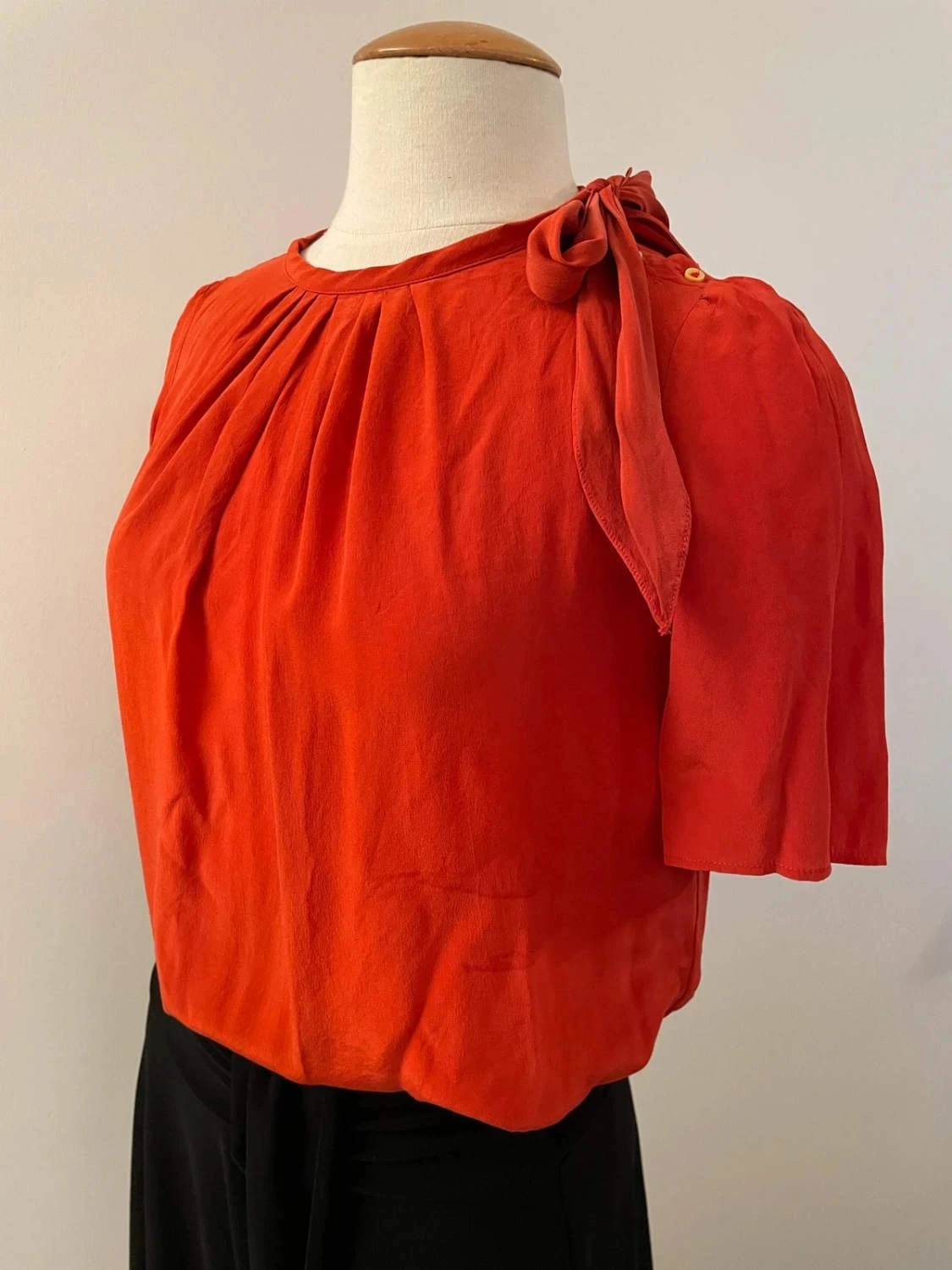 Sandro - Top coral 100% seda talla 1 detalle nudo – photo 2